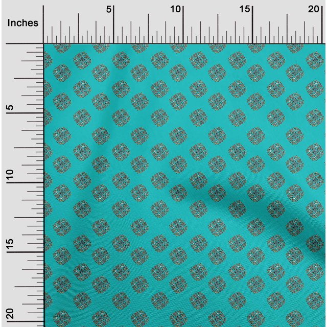 oneOone Silk Tabby Fabric Floral Block Printed Craft Fabric BTY 42 Inch Wide