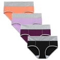 thumbnail image 1 of RKSTN 4Pc Womens Boxer Briefs High Waist Full Coverage Briefs Soft Breathable Postpartum Panties Patchwork Color Stretch Underpants, 1 of 9