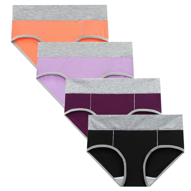 RKSTN 4Pc Womens Boxer Briefs High Waist Full Coverage Briefs Soft Breathable Postpartum Panties Patchwork Color Stretch Underpants
