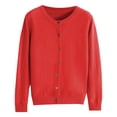 thumbnail image 1 of Hontri Cardigans pour Femmes Légers Offres à Moins de 15 $, Cardigan Basique pour Femmes à Col Rond, Manches Longues, Boutonné, Rouge TTG, 1 of 6