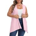 thumbnail image 2 of Plus Size Women Sleeveless Cardigan Open Front Lightweight Coat Draped Solid Color Long Vests with Pockets Short Cardigan 5XL, 2 of 7