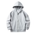 thumbnail image 1 of PMVFHDE Liquidation Chandails Molletonnés à Col Rond Filles Bébé Enfants Manches Longues Couleur Unie Chandails à Capuche à Fermeture Éclair Hauts Enfants Unisexe Manteau Doux Blouse avec Poche Gris,100/m, 1 of 1