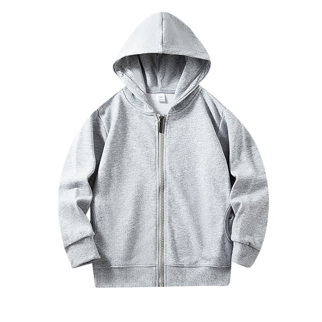 PMVFHDE Liquidation Chandails Molletonnés à Col Rond Filles Bébé Enfants Manches Longues Couleur Unie Chandails à Capuche à Fermeture Éclair Hauts Enfants Unisexe Manteau Doux Blouse avec Poche Gris,100/m