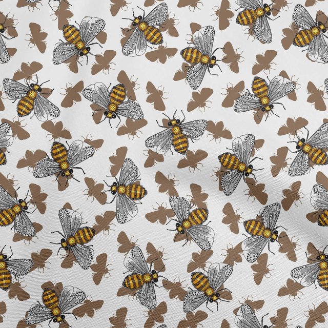 oneOone Polyester Spandex Brown Fabric Honey Bees Craft Projects Decor Fabric Printed By The Yard 56 Inch Wide