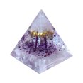 thumbnail image 2 of Crystal Quartz Resin Pyramid Desk Ornament 5cm Natural Stone Decorative Stand for Office Tabletop Zen Decor Gift, 2 of 6