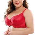 thumbnail image 4 of PENGXIANG Women‘s Underwire Bra Lace Floral Bra Unlined Unpadded Plus Size Full Coverage Bra, 4 of 6