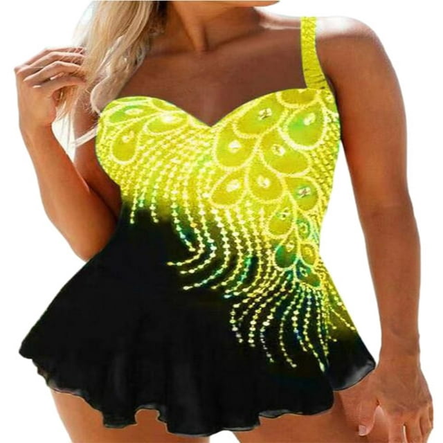 Maillots de Bain pour Femmes Deux Pièces Tankini Robe de Bain avec Short Ensemble Grande Taille