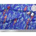 thumbnail image 2 of Soimoi Blue Georgette Viscose Fabric Fish Ocean Decor Fabric Printed Yard 42 Inch Wide, 2 of 2