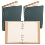 REGALWOVEN 6 Couvre-bête, paquet de 2 A5 Carnet de notes en cuir Binder Loose Leaf Planner avec 160 Feuilles papier, vert
