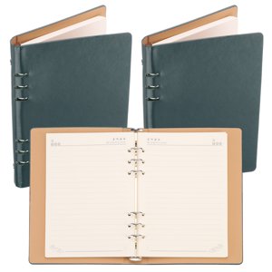 REGALWOVEN 6 Couvre-bête, paquet de 2 A5 Carnet de notes en cuir Binder Loose Leaf Planner avec 160 Feuilles papier, vert