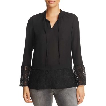 Design History Blouse en Dentelle pour Femmes, Noir, Petit