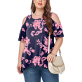 thumbnail image 2 of CHUANK Women‘s Plus Size Cold Shoulder Tunic Top Summer Short Sleeve Blouse, 2 of 7