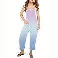 thumbnail image 1 of RXIRUCGD Girls Casual Jumpsuits Gradient Print Sleeveless Summer Rompers Long Pants With Pockets For 5-14 Years( Purple, Size:7 Years ), 1 of 6