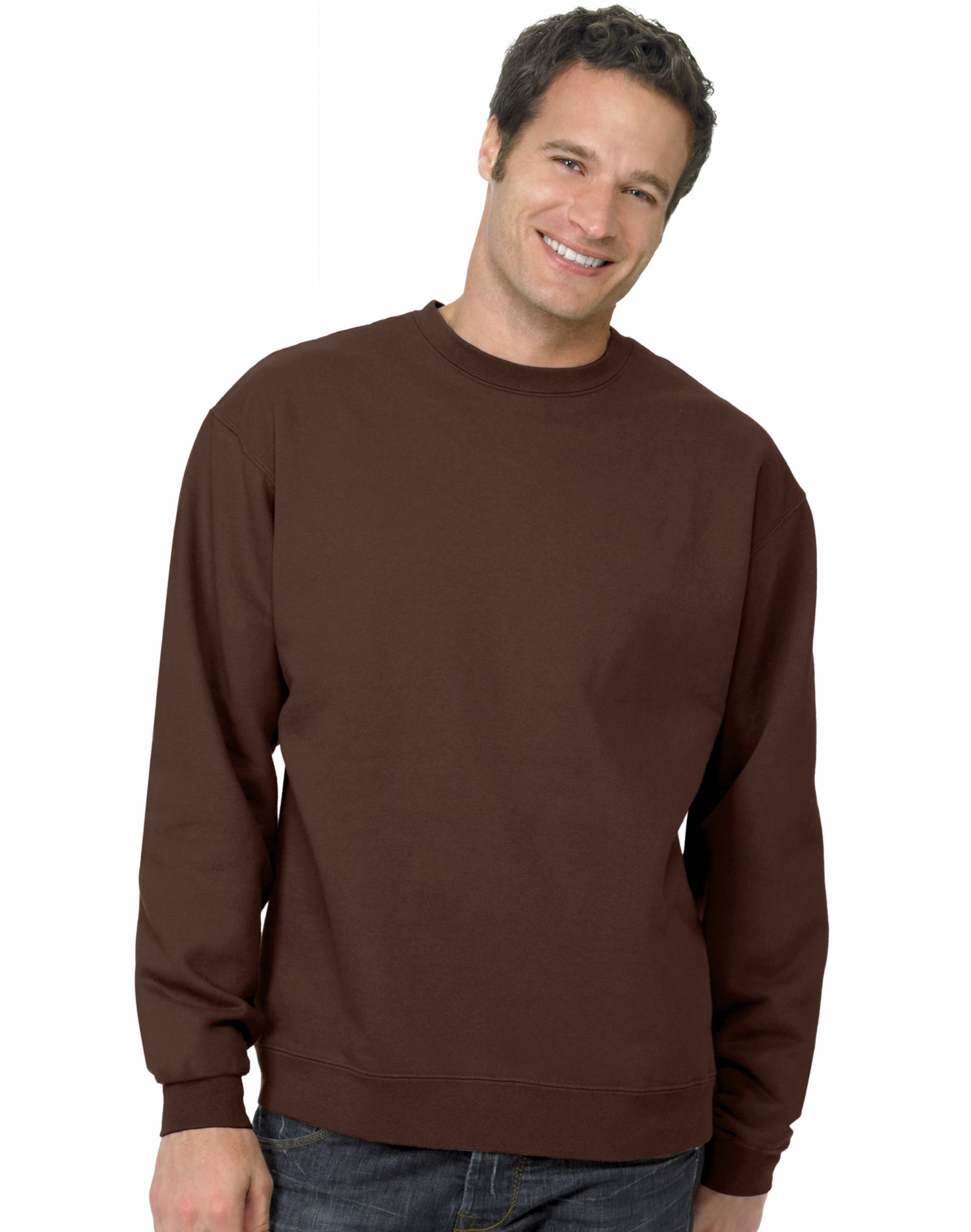 Hanes Mens ComfortBlend EcoSmart Crew Sweatshirt - Best-Seller, L, Brown
