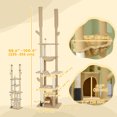 thumbnail image 3 of PawHut 89"-100" Floor to Ceiling Cat Tree w/ Scratching Posts, Brown, 3 of 10