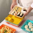 thumbnail image 4 of kjfeif Multi-Purpose Food Serving Trays, Dumpling Plates and Chip Dip Set with Sauce Divider, SushiPlate for Home Kitchen, Party, and Entertaining, 4 of 8