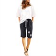 thumbnail image 1 of Capri Pantalon pour Femmes Été Décontracté Ample en Coton et Lin Shorts Pantalon à Cordon Longueur Genou Pantalon avec Poches, 1 of 6