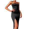 thumbnail image 5 of B91xZ Robe Maxi Grande Taille pour Femmes Sans Manches Dos Nu Ourlet à Volants Robe de Cocktail Élégante, Noir S, 5 of 5