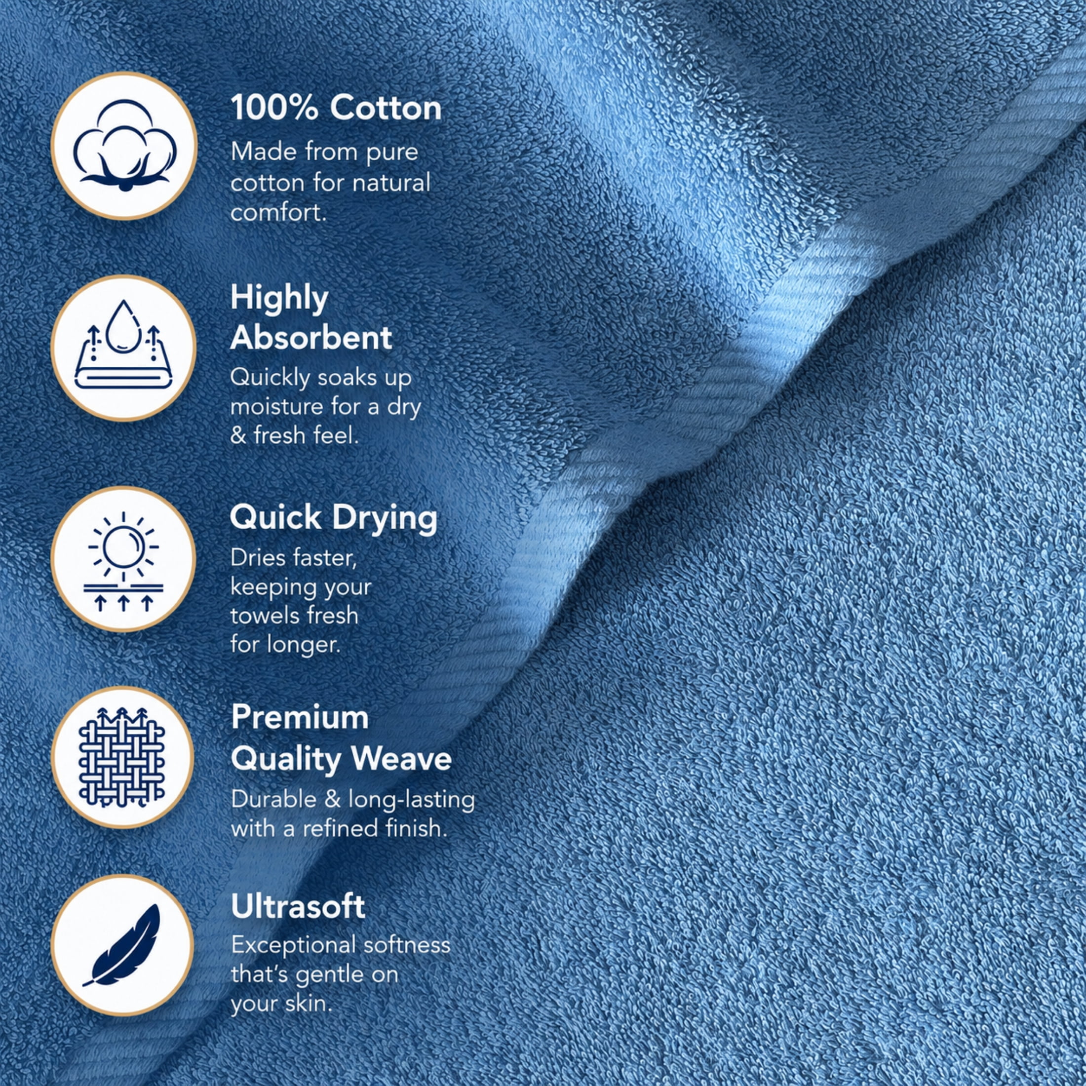 Swift Home Serviette à main 100 % coton, d’une douceur luxueuse, très absorbante, séchage rapide, 1 pièce, Aqua
