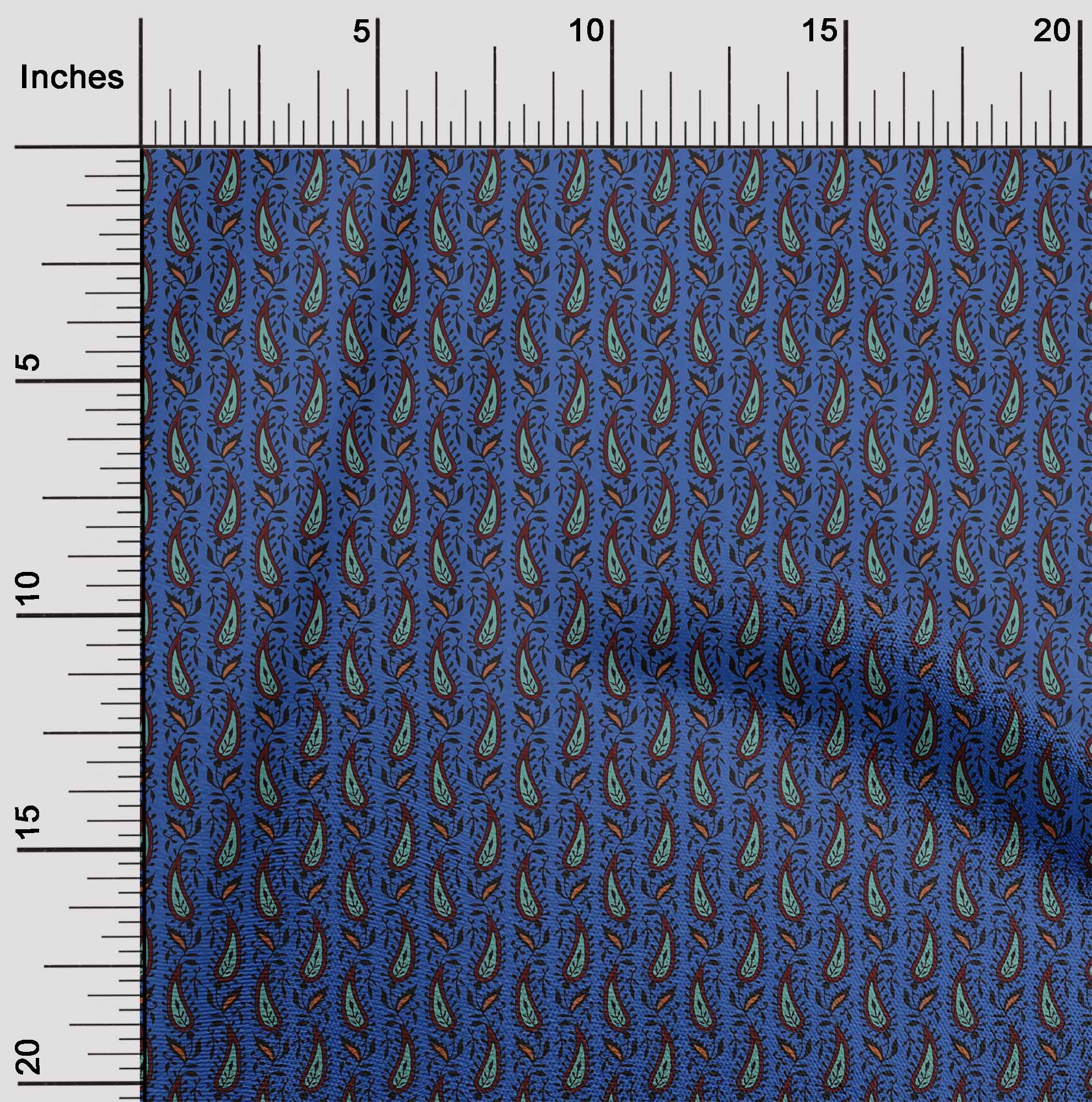 oneOone Cotton Poplin Fabric Leaves & Paisley Block Fabric Prints By Yard 42 Inch Wide