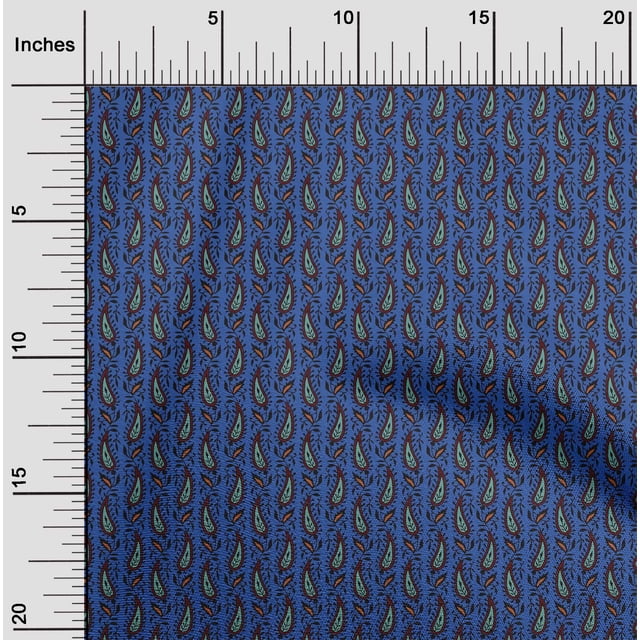 oneOone Cotton Poplin Fabric Leaves & Paisley Block Fabric Prints By Yard 42 Inch Wide