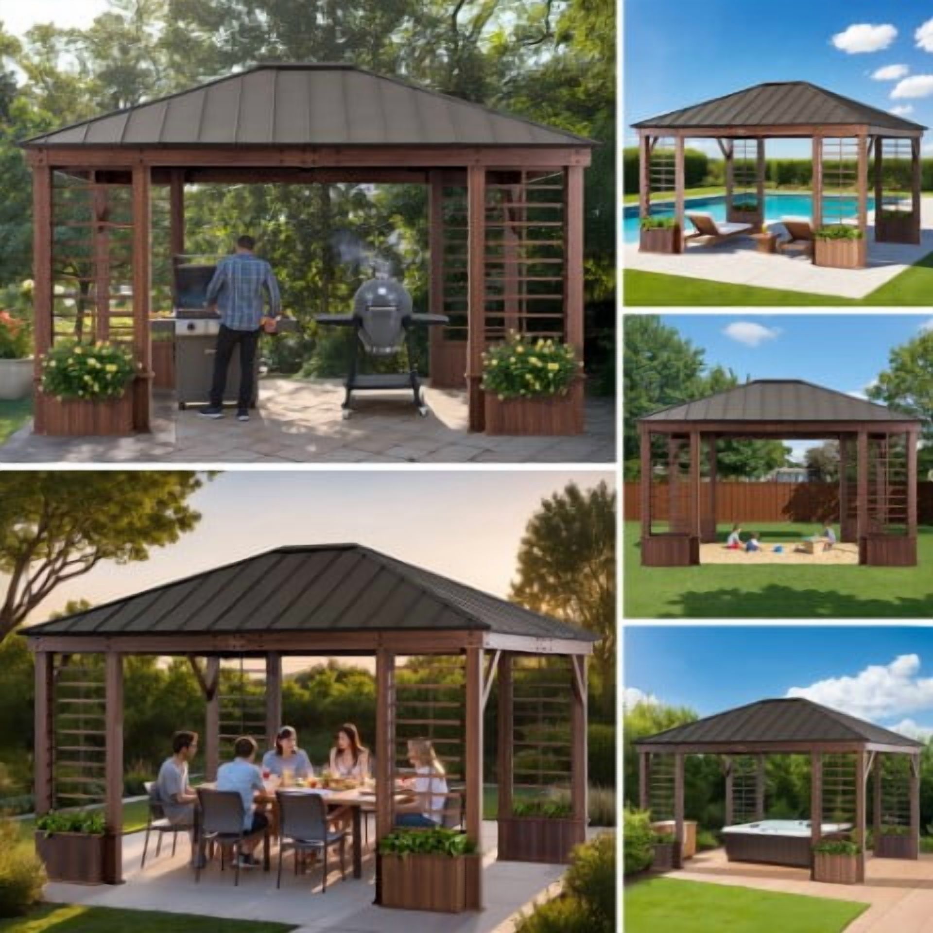 Sunjoy 13.3 ft. x 14.8 ft. Outdoor Metal Hardtop Gazebo