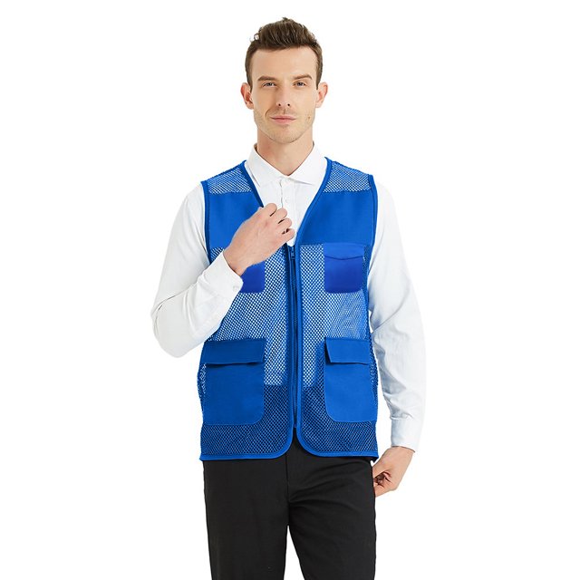 TOPTIE Adult Mesh Vest Zipper Supermarket Team Volunteer Multi-pocket Uniform Vest