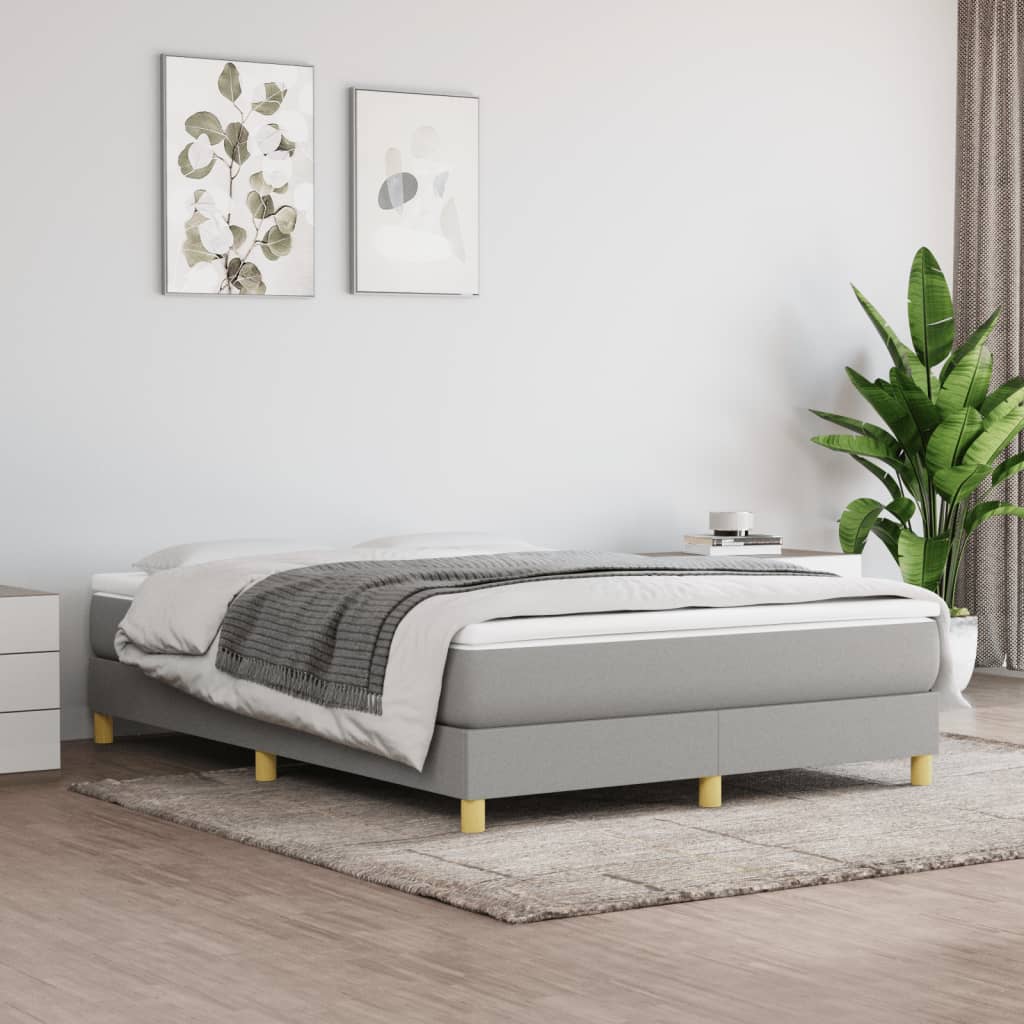 vidaXL Bed Frame Light Grey 137x190 cm Full Fabric