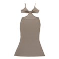 thumbnail image 3 of Women Dress Solid Color Hollow Backless Tight Suspender Long Dress, 3 of 6