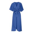 thumbnail image 3 of BEFOKA Robe pour Femme Grande Taille, Liquidation de Robes d'Été pour Femmes, Robe Longue Irrégulière Décontractée Unie à Lacets pour Femme, 3 of 4