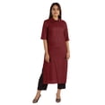 thumbnail image 4 of Moomaya Solid Rayon Kurta For Women bell Sleeve Drawstring Neck Long Ethnic Kurti, 4 of 7
