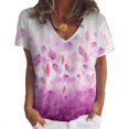 thumbnail image 1 of Nouveau Haut à Imprimé Floral pour Femmes, Col en V, Manches Courtes, T-Shirt Ample, 1 of 1