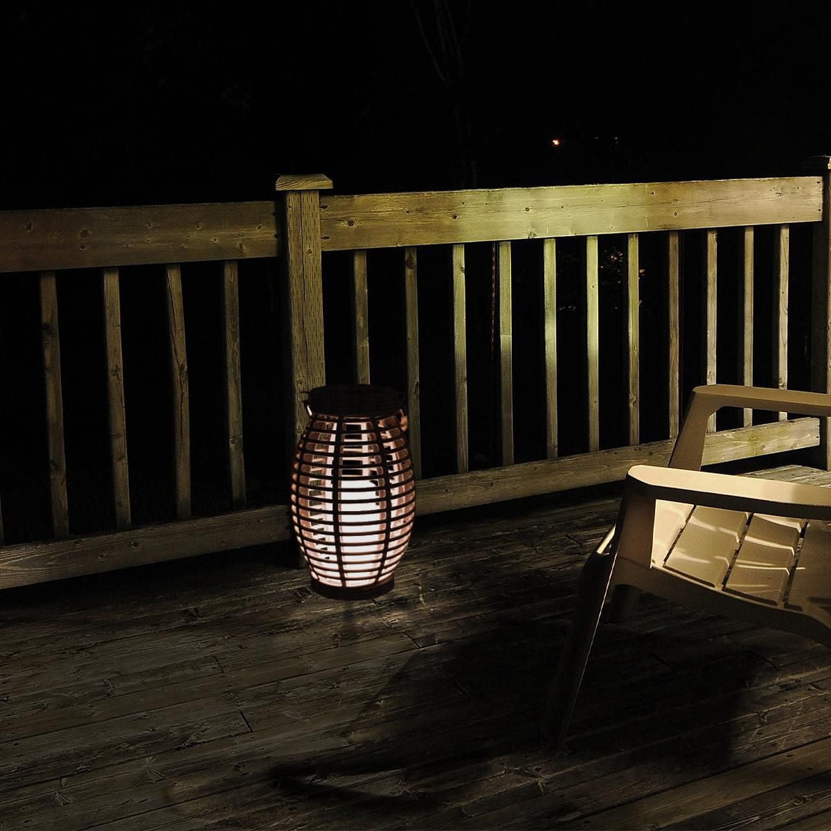 Taupe Solar Lantern with Jute Handle