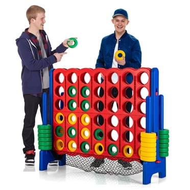 Costway Ensemble de Jeu Géant 4-to-Score Jeu Connect 4-en-Ligne avec Rangement en Filet pour Enfants et Adultes