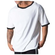 LUOGENLI Male T-shirts for Mens Men's Cotton Casual T Shirt | Summer Short Sleeve Comfort Fit | Breathable Running Tee for Fashion & Workout T-shirts for Men Graphic Tee Summer Clothes White XXL