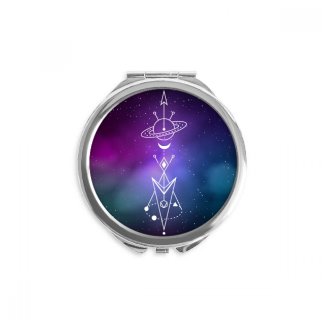 Miroir Compact à Motif Totem Ciel Étoilé Alien Rond Portable de Poche en Verre