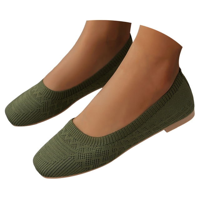 Dakaela Womens Mary Jane Flat Shoes Square Toe Mesh Breathable Slip on Work Flats Summer Walking Shoes