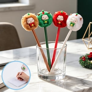 Vacemry SchoolStarting Saison Adolescents Papeterie Plushes Ball Gel Stylos, Cartoon Plush Ballpoint Stylo 0.5mm Stylos d'écriture d'encre noire, stylos de nouveauté mignons pour l'étude de bureau en classe