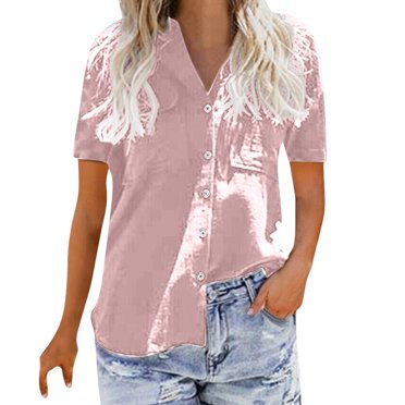 Birdeem T-Shirt en Coton à Manches Courtes Col en V Uni Décontracté pour Femmes