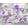 thumbnail image 2 of Soimoi Purple Polyester Crepe Fabric Leaves & Rose Flower Decor Fabric Printed BTY 42 Inch Wide, 2 of 3