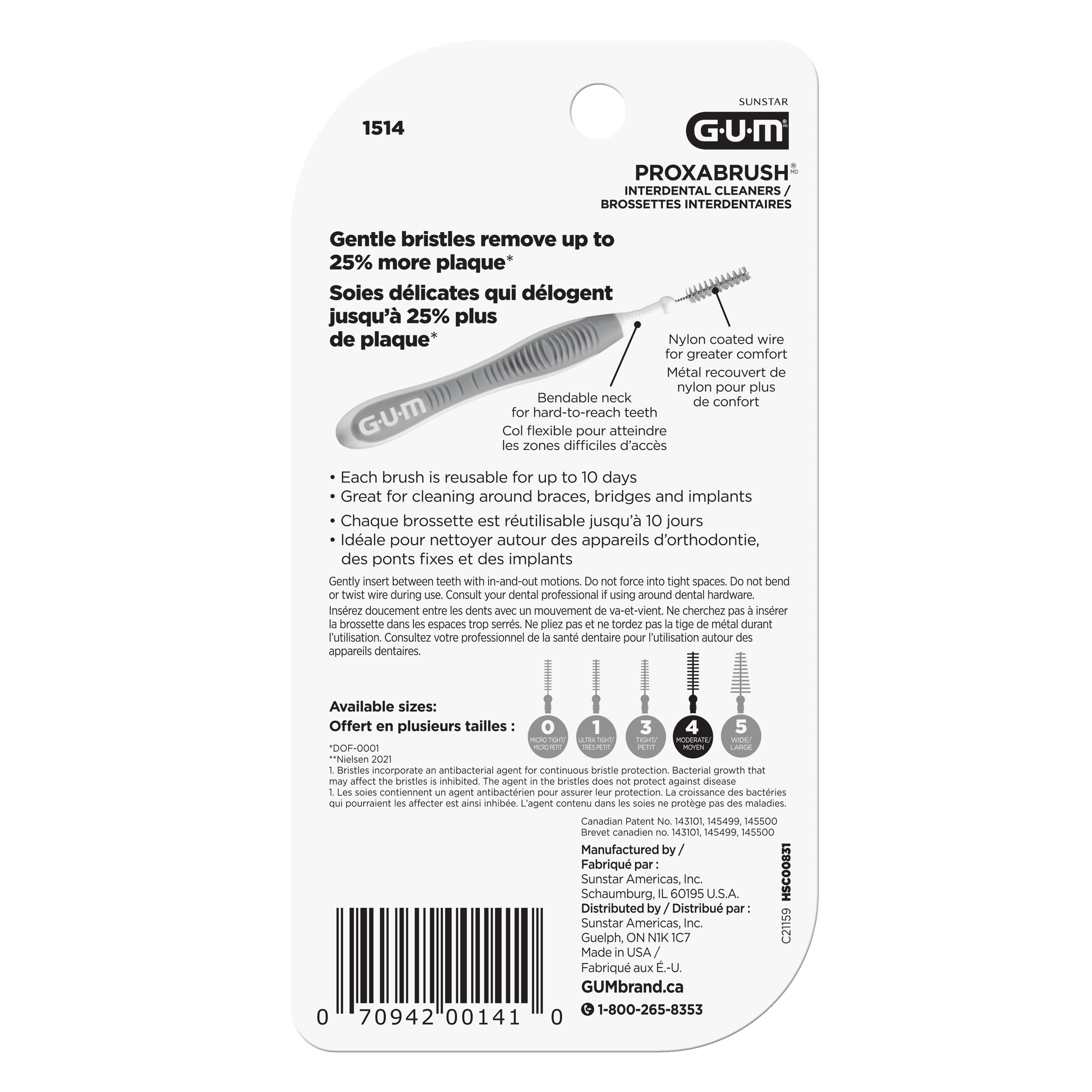 GUM® Proxabrush® Interdental Cleaning Brushes, Moderate, Remove up to 25% more plaque, 8 Count