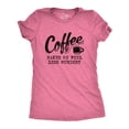 thumbnail image 1 of Womens Coffee Makes Me Feel Less Murdery T shirt Funny Sarcastic Caffeine (Heather Pink) - L, 1 of 3