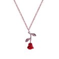 thumbnail image 3 of PVCS Collier Pendentif Goutte d'Huile Tridimensionnelle rose Rouge pour Femmes Bijoux, 3 of 4
