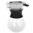 thumbnail image 2 of Verdant Touch Cafetière réutilisable en verre avec filtre en acier inoxydable - Cafetière goutte à goutte manuelle - 400 ml, 2 of 14