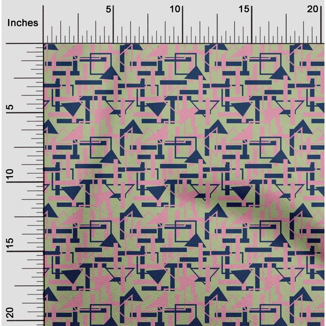oneOone Cotton Silk Fabric Square & Triangle Geometric Decor Fabric Printed BTY 42 Inch Wide