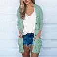 thumbnail image 3 of Womens Soft Button Down Cardigan Long Sleeve Light Weight Shirts Jacket Comfy Loose Fall Lounge Wear Tops Green, S, 3 of 7