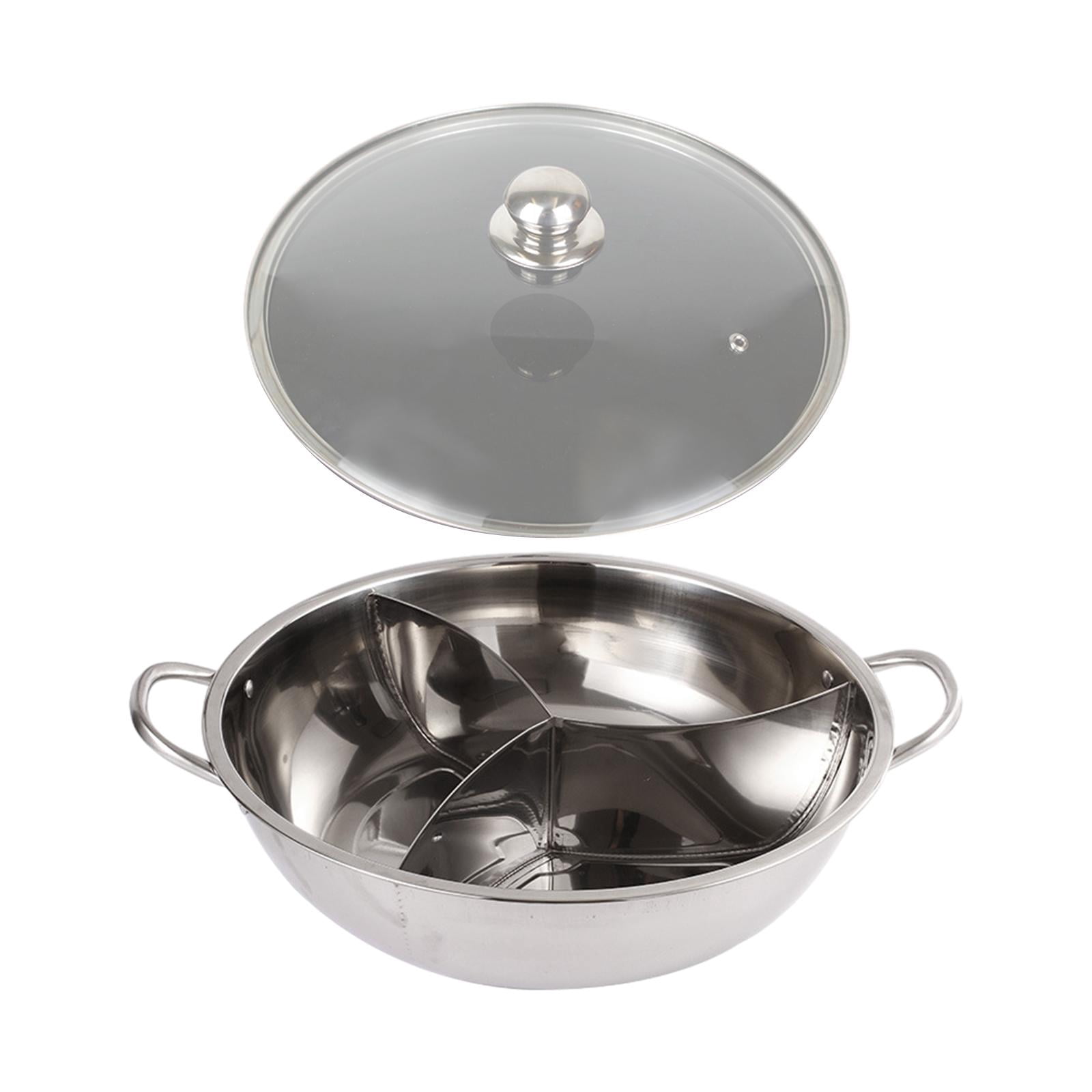Shabu Shabu Divider Hot Pot Tabletop Three Meal Pot for Camping Home Kitchen 31.2cm