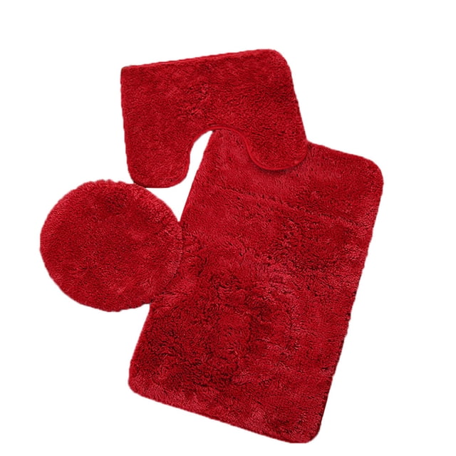 HWRETIE Bathroom Rug Set 3 Piece Bath Mat Toilet Lid Cover Non Slip Floor Mat Set For Home Bathroom Decoration