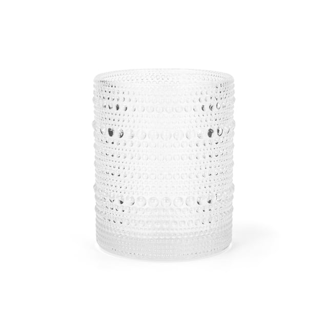 Sabatier 4 pack Soda Lime Hobnail DOF Glass 340ml Clear featuring a clear, lead-free durable glass with a hobnail textured cylindrical design, holding 11 ounces (340ml) for cold drinks, dishwasher safe, ideal for serving spirits or mixed beverages and suitable as a stylish household glass.