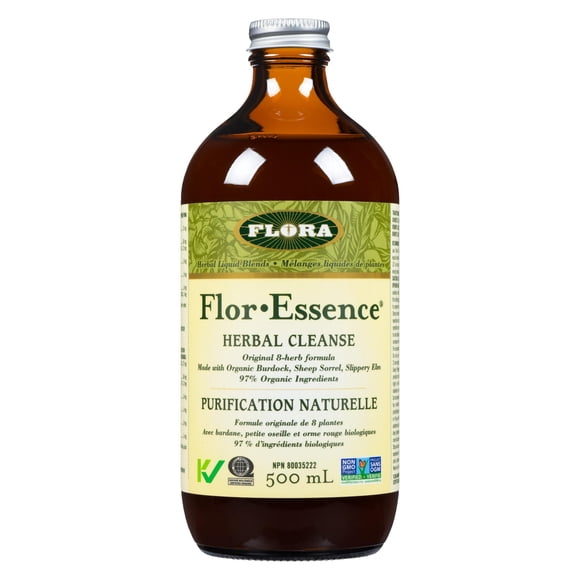 Flora Health Flor-Essence® Liquid Tea Blend - Ancient 8-Herb Formula - Natural Full Body Cleanse & Detox - Organic Ingredients - Pure Vegan Formula - Burdock Root, Sorrel, Slippery Elm, Kelp - 500mL